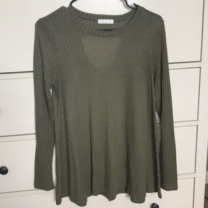 Green Ribbed Open-backed Fitted Sweater